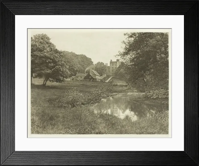 Framed Print : Haddon Hall and Homestead, From the River, 1880s. Creator: Peter Henry Emerson Framed Print : Haddon Hall and Homestead, From the River, 1880s. Creator: Peter Henry Emerson