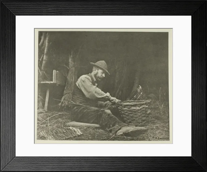 Framed Print : The Basket-Maker (Norfolk), c. 1883 / 87, printed 1888. Creator: Peter Henry Emerson Framed Print : The Basket-Maker (Norfolk), c. 1883 / 87, printed 1888. Creator: Peter Henry Emerson