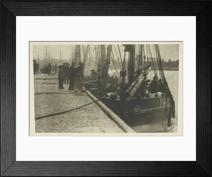 Framed Print : The First of the Herring, 1887. Creator: Peter Henry Emerson Framed Print : The First of the Herring, 1887. Creator: Peter Henry Emerson