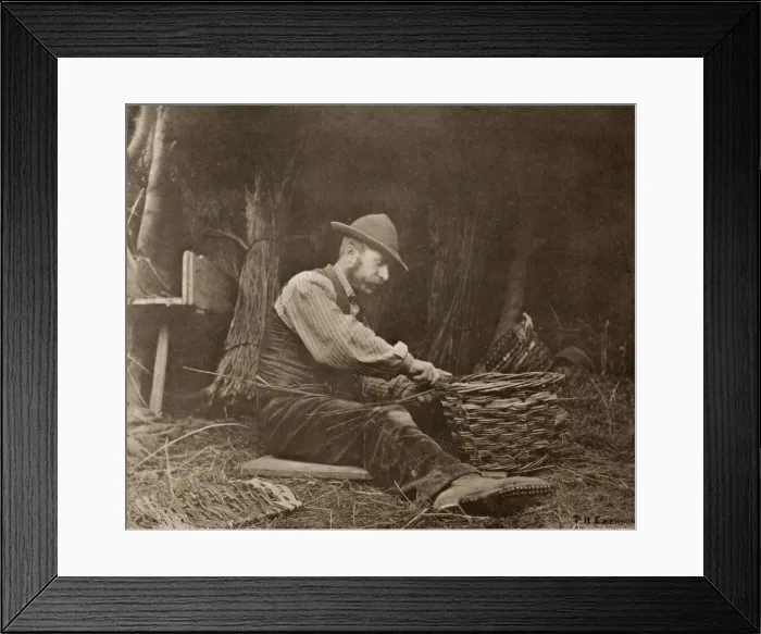 Framed Print : The Basket-Maker, 1888. Creator: Peter Henry Emerson Framed Print : The Basket-Maker, 1888. Creator: Peter Henry Emerson