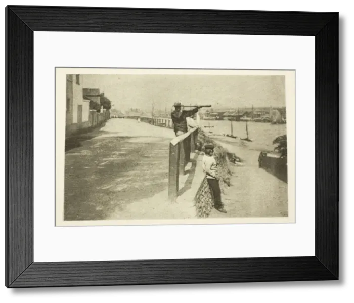 Framed Print : On the Look-Out, 1887. Creator: Peter Henry Emerson Framed Print : On the Look-Out, 1887. Creator: Peter Henry Emerson