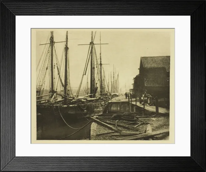Framed Print : The Quays at Dinner-Time, 1887. Creator: Peter Henry Emerson Framed Print : The Quays at Dinner-Time, 1887. Creator: Peter Henry Emerson