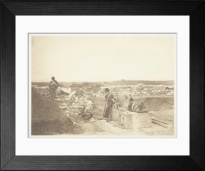 Framed Print : A Quiet Day in the Mortar Battery, 1855. Creator: Roger Fenton Framed Print : A Quiet Day in the Mortar Battery, 1855. Creator: Roger Fenton