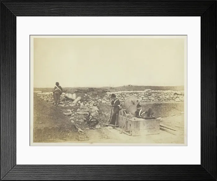 Framed Print : A Quiet Day in the Mortar Battery, 1855. Creator: Roger Fenton Framed Print : A Quiet Day in the Mortar Battery, 1855. Creator: Roger Fenton