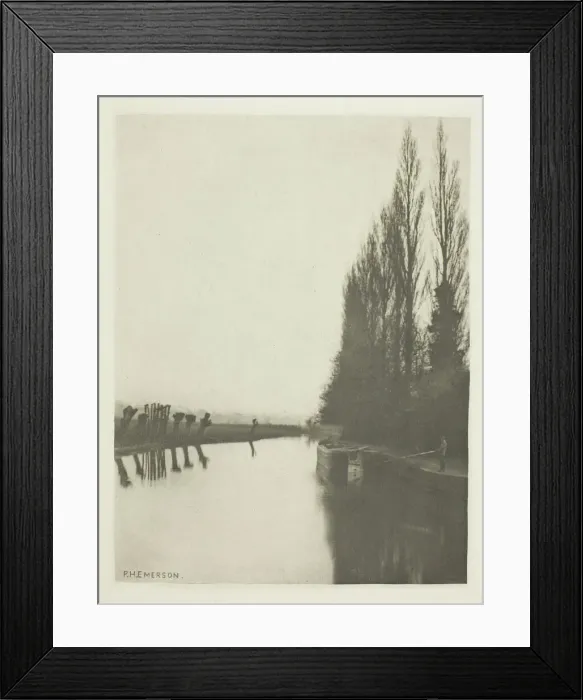 Framed Print : Poplars and Pollards on the Lea, Near Broxbourne, 1880s. Creator: Peter Henry Emerson Framed Print : Poplars and Pollards on the Lea, Near Broxbourne, 1880s. Creator: Peter Henry Emerson