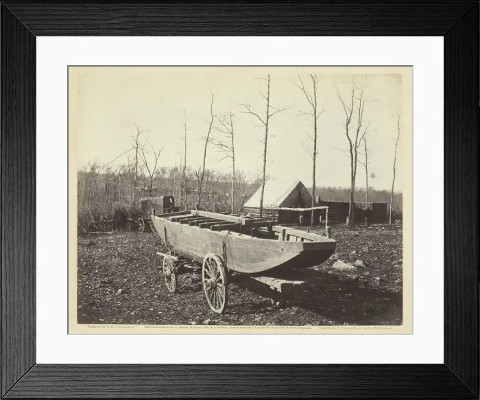Framed Print : Pontoon Boat, Brandy Station, Virginia, February 1864. Creator: Alexander Gardner Framed Print : Pontoon Boat, Brandy Station, Virginia, February 1864. Creator: Alexander Gardner