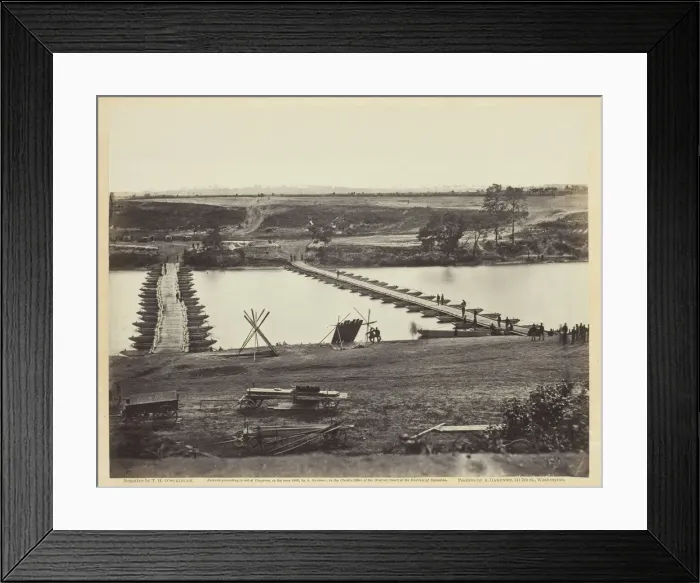 Framed Print : Pontoon Bridge Across the Rappahannock, May 1863. Creator: Alexander Gardner Framed Print : Pontoon Bridge Across the Rappahannock, May 1863. Creator: Alexander Gardner