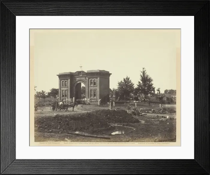 Framed Print : Gateway of Cemetery, Gettysburg, July 1863. Creator: Alexander Gardner Framed Print : Gateway of Cemetery, Gettysburg, July 1863. Creator: Alexander Gardner