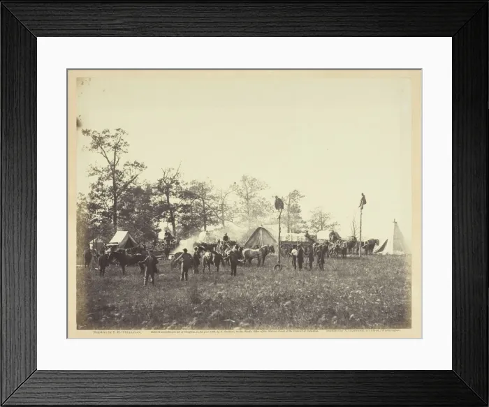 Framed Print : U. S. Military Telegraph Construction Corps, April 1864. Creator: Alexander Gardner Framed Print : U. S. Military Telegraph Construction Corps, April 1864. Creator: Alexander Gardner