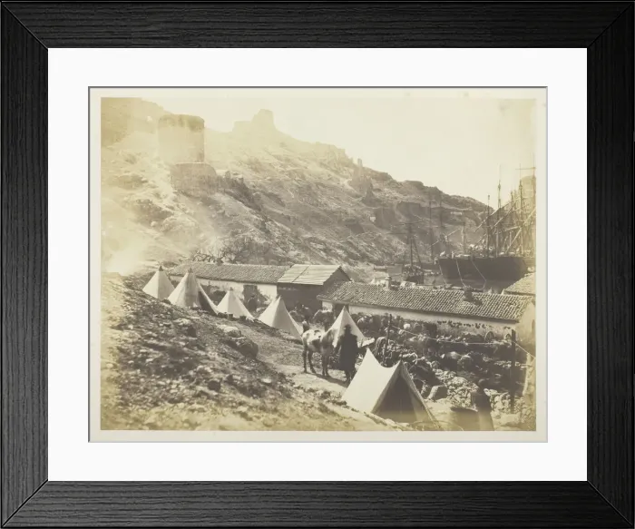 Framed Print : The Genoese Castle, Balaklava, 1855. Creator: Roger Fenton