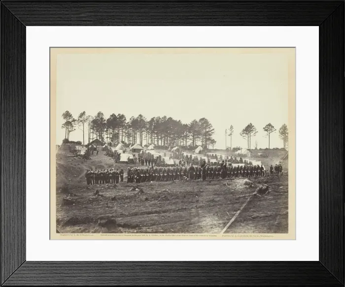Framed Print : Guard Mount, Head-Quarters Army of the Potomac, February 1864. Creator: Alexander Gardner Framed Print : Guard Mount, Head-Quarters Army of the Potomac, February 1864. Creator: Alexander Gardner
