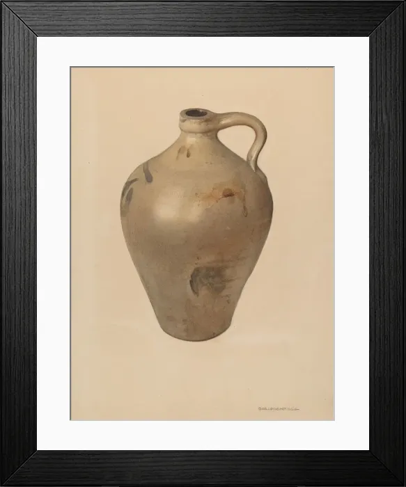 Framed Print : Tan Stoneware Jug, probably 1939. Creator: George Loughridge Framed Print : Tan Stoneware Jug, probably 1939. Creator: George Loughridge