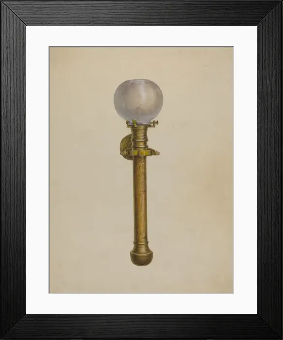 Framed Print : Gimble Candle Lamp, c. 1936. Creator: James M. Lawson Framed Print : Gimble Candle Lamp, c. 1936. Creator: James M. Lawson