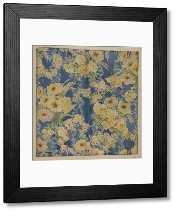 Framed Print : Printed Textile, 1940. Creator: Marie Lutrell Framed Print : Printed Textile, 1940. Creator: Marie Lutrell