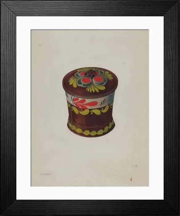 Framed Print : Toleware Sugar Bowl, 1935 / 1942. Creator: Charles Henning Framed Print : Toleware Sugar Bowl, 1935 / 1942. Creator: Charles Henning