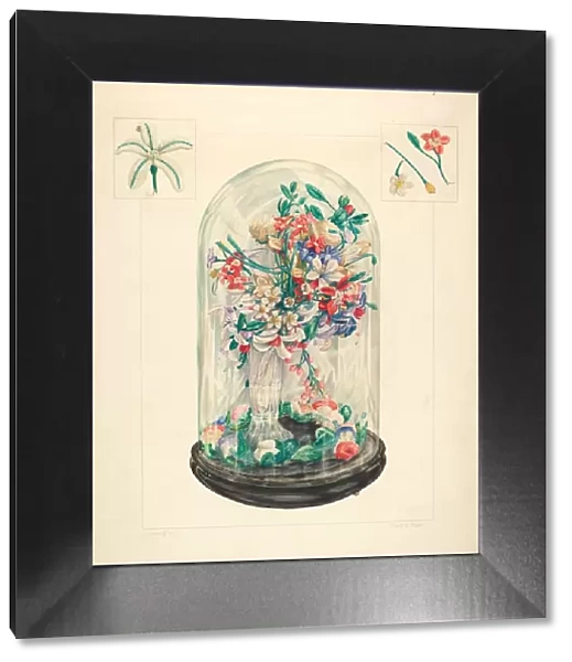 Wool Flowers Under Glass, 1935  /  1942. Creator: Frank J Mace