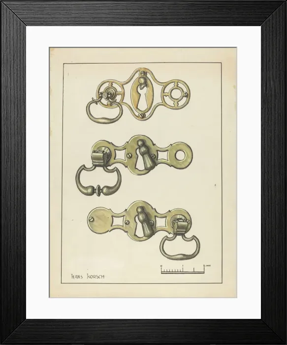 Framed Print : Three Door Handles, 1935 / 1942. Creator: Hans Korsch Framed Print : Three Door Handles, 1935 / 1942. Creator: Hans Korsch