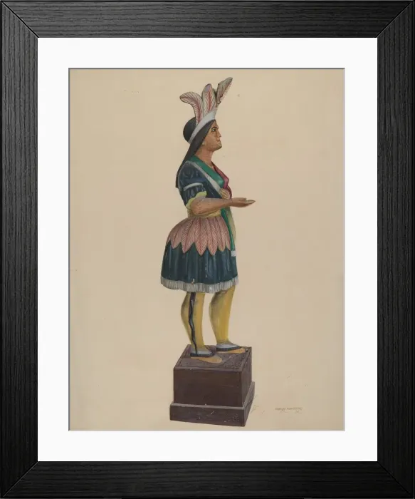 Framed Print : Wooden Indian, c. 1937. Creator: Chris Makrenos