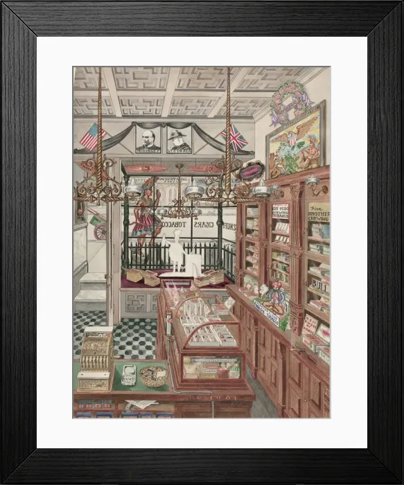 Framed Print : Cigar Store, 1901, 1935 / 1942. Creator: Perkins Harnly Framed Print : Cigar Store, 1901, 1935 / 1942. Creator: Perkins Harnly