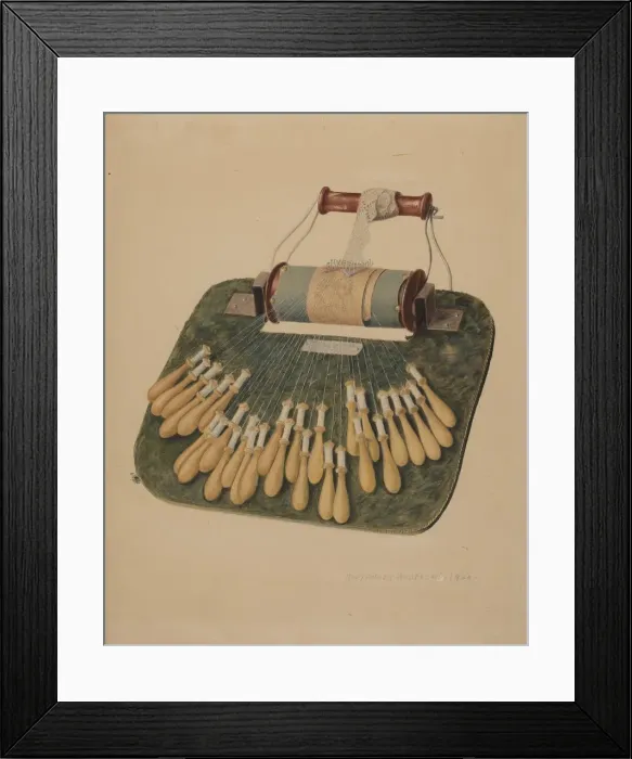 Framed Print : Hand Lace Loom, 1940. Creator: Alexander Anderson Framed Print : Hand Lace Loom, 1940. Creator: Alexander Anderson