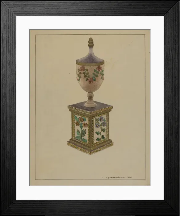 Framed Print : Wooden Mantel Ornament, c. 1936. Creator: J. Howard Iams Framed Print : Wooden Mantel Ornament, c. 1936. Creator: J. Howard Iams