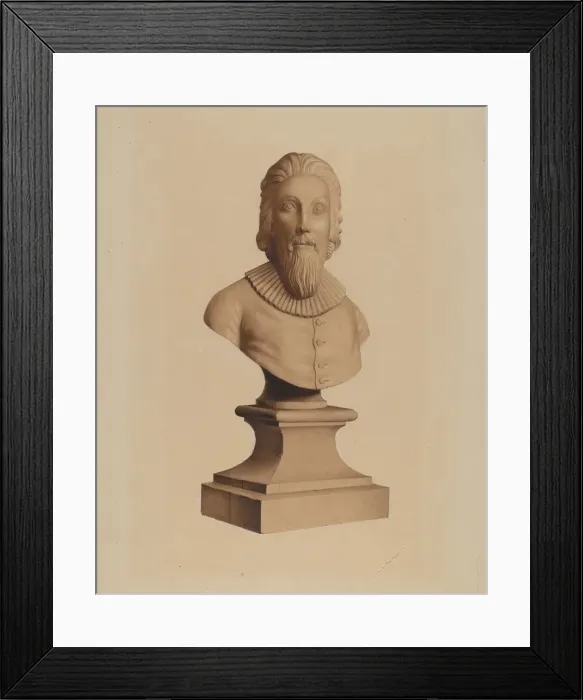 Framed Print : Bust of Governor John Winthrop, c. 1937. Creator: Joseph Goldberg Framed Print : Bust of Governor John Winthrop, c. 1937. Creator: Joseph Goldberg