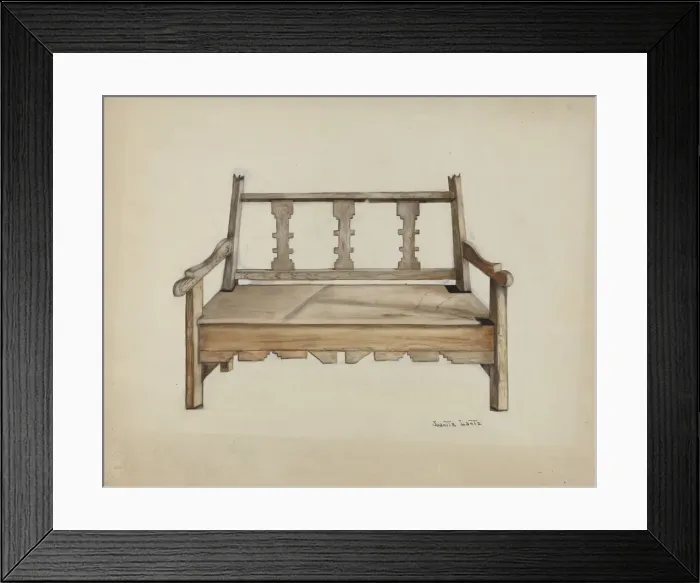 Framed Print : Bench, 1935 / 1942. Creator: Juanita Lantz Framed Print : Bench, 1935 / 1942. Creator: Juanita Lantz