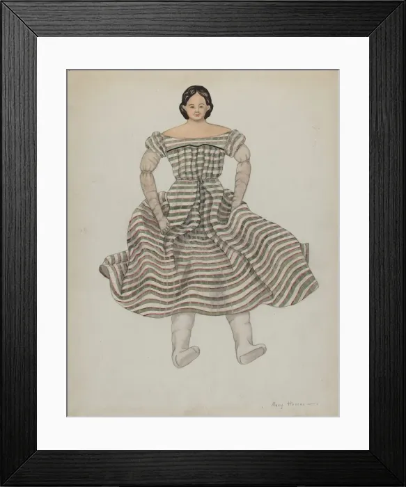 Framed Print : Doll and Costume, c. 1937. Creator: Mary E Humes Framed Print : Doll and Costume, c. 1937. Creator: Mary E Humes