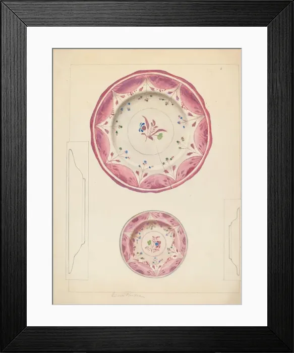 Framed Print : Pie Plate and Cup Plate, c. 1938. Creator: Cora Parker Framed Print : Pie Plate and Cup Plate, c. 1938. Creator: Cora Parker