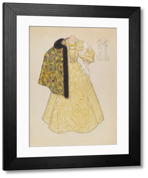 Framed Print : Evening Dress and Cape, c. 1936. Creator: Dorothy Gernon Framed Print : Evening Dress and Cape, c. 1936. Creator: Dorothy Gernon