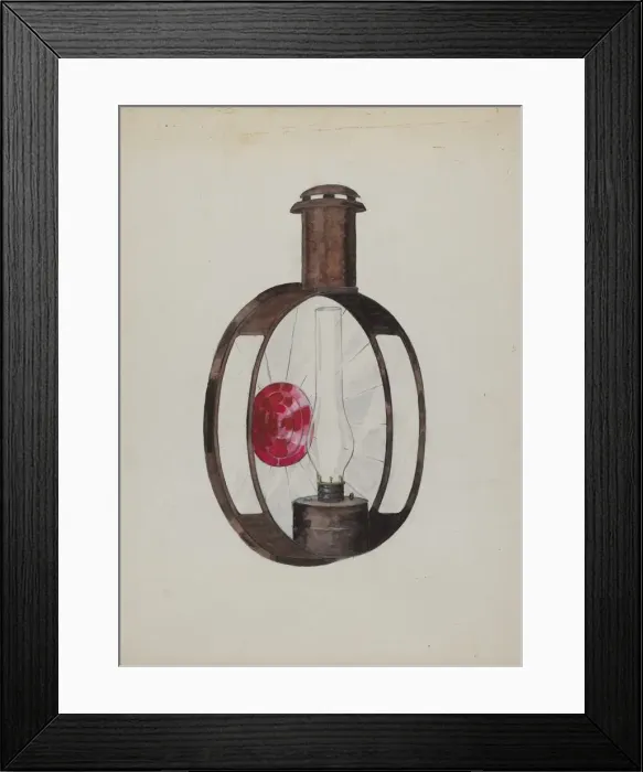Framed Print : Kerosene Street Car Lamp, c. 1936. Creator: Florence Huston Framed Print : Kerosene Street Car Lamp, c. 1936. Creator: Florence Huston