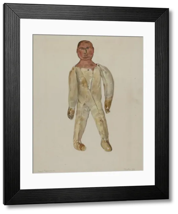 Framed Print : Leather Bodied Doll, c. 1936. Creator: Jane Iverson Framed Print : Leather Bodied Doll, c. 1936. Creator: Jane Iverson