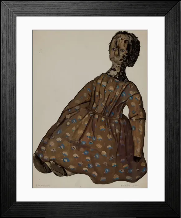 Framed Print : Wooden Doll, c. 1936. Creator: Jane Iverson Framed Print : Wooden Doll, c. 1936. Creator: Jane Iverson