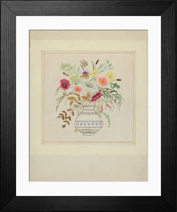 Framed Print : Embroidered Picture, c. 1936. Creator: Gordena Jackson Framed Print : Embroidered Picture, c. 1936. Creator: Gordena Jackson