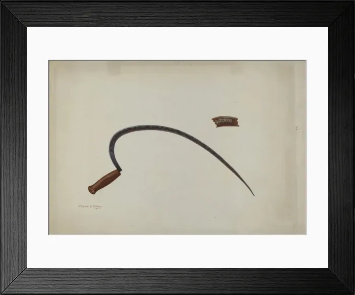 Framed Print : Wrought Iron Sickle, c. 1940. Creator: Frank Gray Framed Print : Wrought Iron Sickle, c. 1940. Creator: Frank Gray