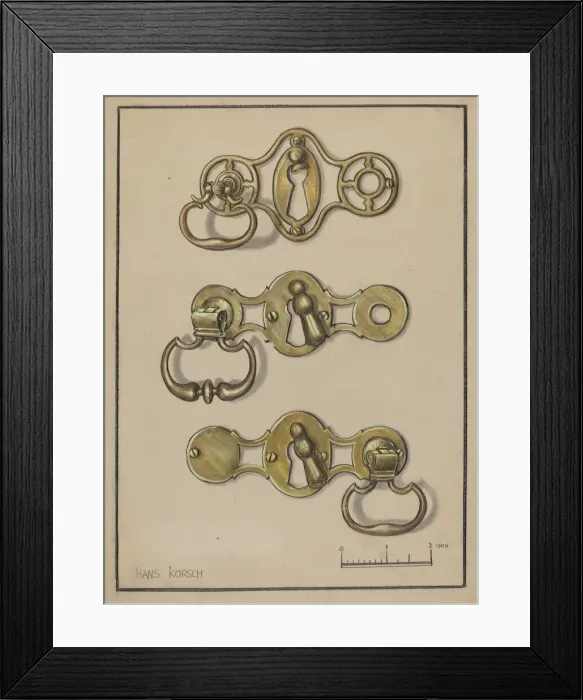 Framed Print : Three Door Handles, c. 1936. Creator: Hans Korsch Framed Print : Three Door Handles, c. 1936. Creator: Hans Korsch