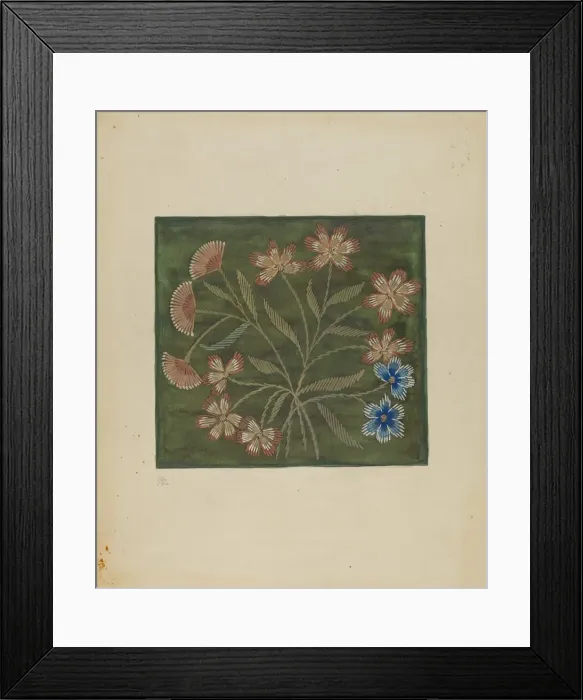 Framed Print : Embroidered Coverlet, c. 1936. Creator: Jules Lefevere Framed Print : Embroidered Coverlet, c. 1936. Creator: Jules Lefevere
