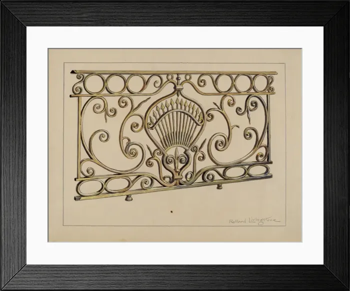 Framed Print : Balcony Railing, c. 1936. Creator: Rolland Livingstone Framed Print : Balcony Railing, c. 1936. Creator: Rolland Livingstone
