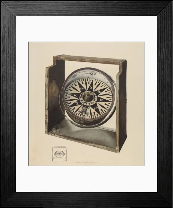 Framed Print : Compass, 1938. Creator: Lloyd Charles Lemcke Framed Print : Compass, 1938. Creator: Lloyd Charles Lemcke