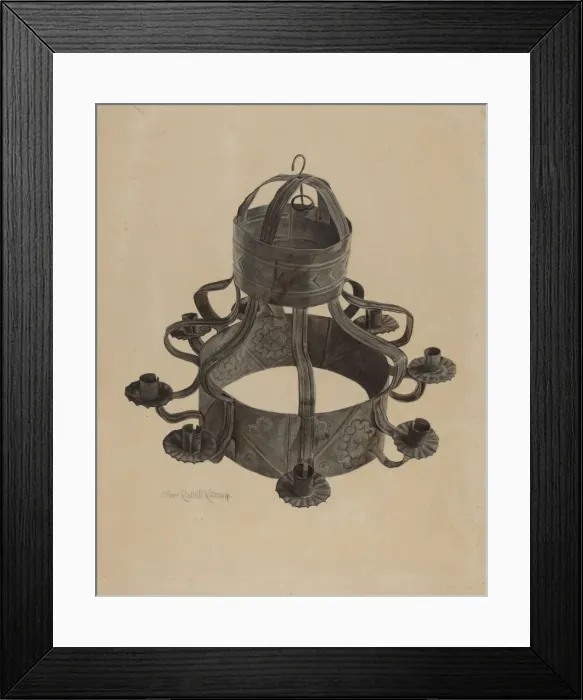 Framed Print : Pa. German Chandelier, 1935 / 1942. Creator: Elmer R. Kottcamp Framed Print : Pa. German Chandelier, 1935 / 1942. Creator: Elmer R. Kottcamp