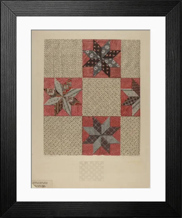 Framed Print : Star Design Comforter, c. 1937. Creator: Lloyd Charles Lemcke Framed Print : Star Design Comforter, c. 1937. Creator: Lloyd Charles Lemcke