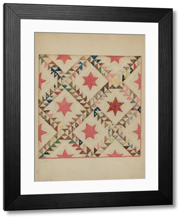 Framed Print : Bedspread, c. 1939. Creator: Henry Granet Framed Print : Bedspread, c. 1939. Creator: Henry Granet