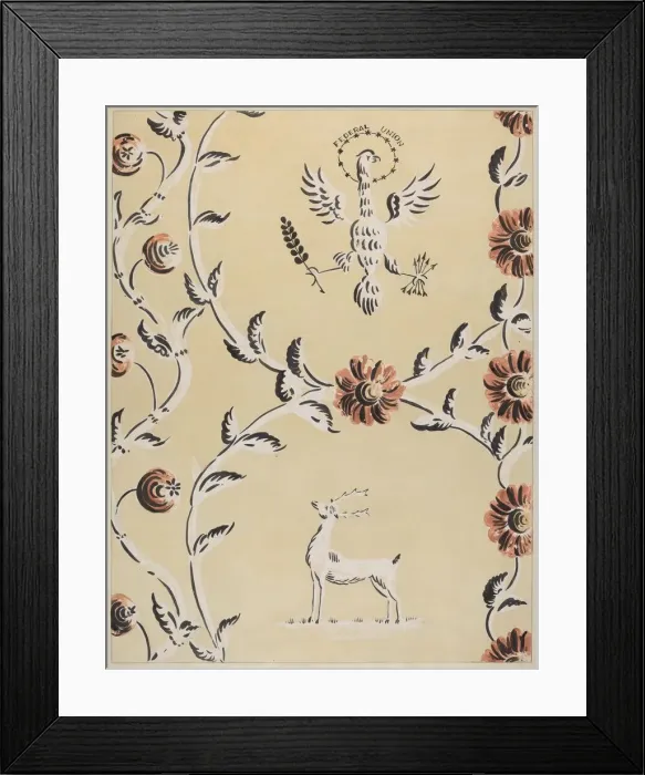 Framed Print : Free Hand Decorated Wall, c. 1940. Creator: Michael Lauretano Framed Print : Free Hand Decorated Wall, c. 1940. Creator: Michael Lauretano