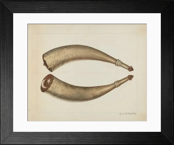 Framed Print : Powder Horn, 1938. Creator: Annie B Johnston Framed Print : Powder Horn, 1938. Creator: Annie B Johnston