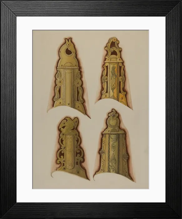 Framed Print : Patch Boxes of Kentucky Rifles, c. 1937. Creator: Albert J. Levone Framed Print : Patch Boxes of Kentucky Rifles, c. 1937. Creator: Albert J. Levone
