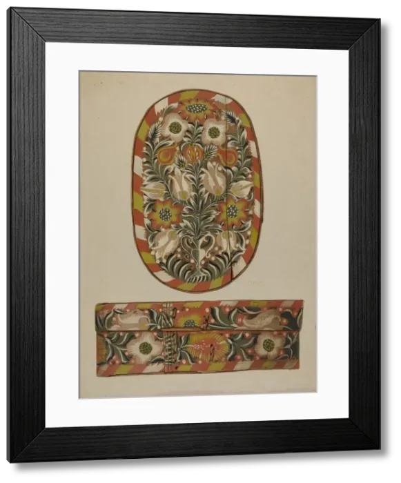 Framed Print : Pa. German Bride or Cap Box, c. 1937. Creator: Frances Lichten Framed Print : Pa. German Bride or Cap Box, c. 1937. Creator: Frances Lichten