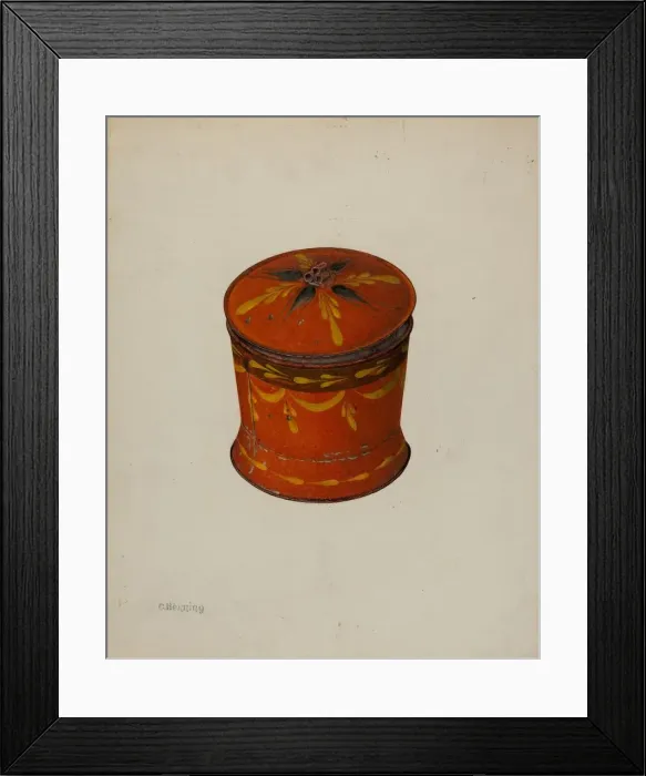 Framed Print : Toleware Sugar Bowl, c. 1940. Creator: Charles Henning Framed Print : Toleware Sugar Bowl, c. 1940. Creator: Charles Henning