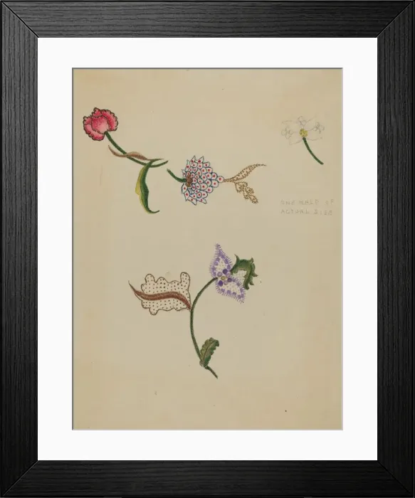 Framed Print : Crewel Embroidery, c. 1936. Creator: Fanchon Larzelere Framed Print : Crewel Embroidery, c. 1936. Creator: Fanchon Larzelere