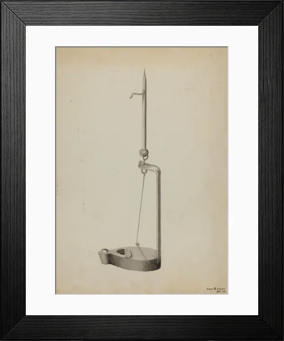 Framed Print : Betty Lamp, c. 1936. Creator: James M. Lawson Framed Print : Betty Lamp, c. 1936. Creator: James M. Lawson