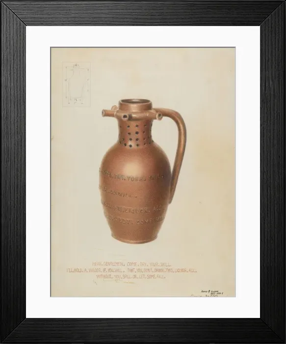 Framed Print : Trick Drinking Mug, c. 1936. Creator: James M. Lawson Framed Print : Trick Drinking Mug, c. 1936. Creator: James M. Lawson